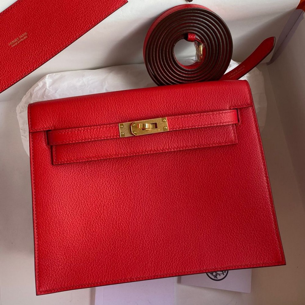 High Quality Replica Hermes Kelly Danse II Bag In Red Evercolor Calfskin $ 489 USD