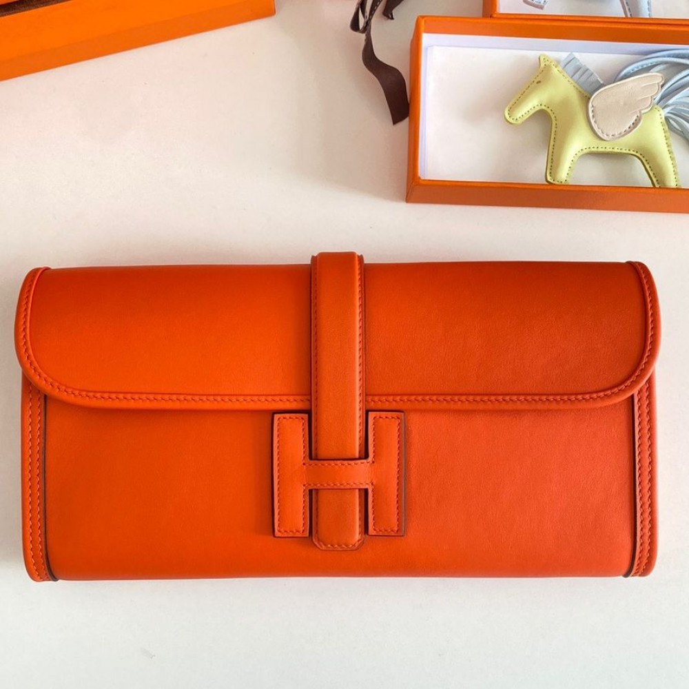 High Quality Replica Hermes Jige Elan 29 Clutch Bag In Orange Swift Calfskin $ 369 USD