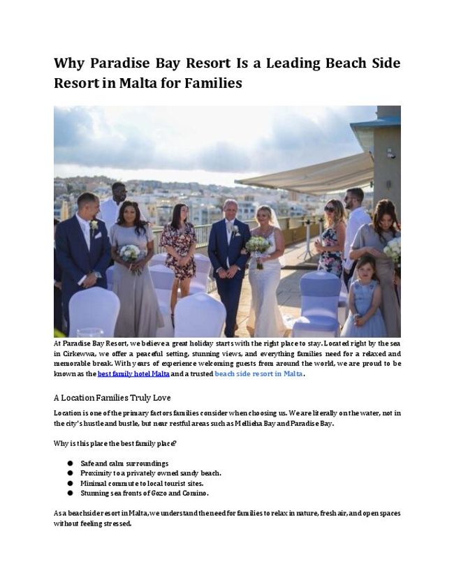 Why Paradise Bay Resort Is a Leading Beach Side Resort in Malta for Families | PDF Host